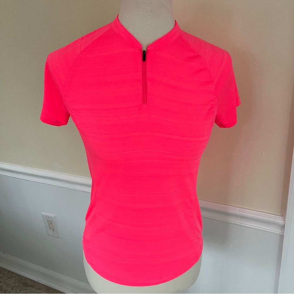 Slazenger Hot Pink Mock Neck Zip-up Golf Polo Tee